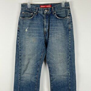 Guess Jeans Size 31 Inseam 30 Rise 10 Blue Bootcut 5 Pocket Design Cotton